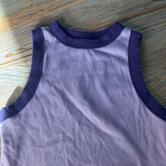 Wild fable purple ribbed cropped shirt crop top  woman's small tank top - Picture 2 of 6
